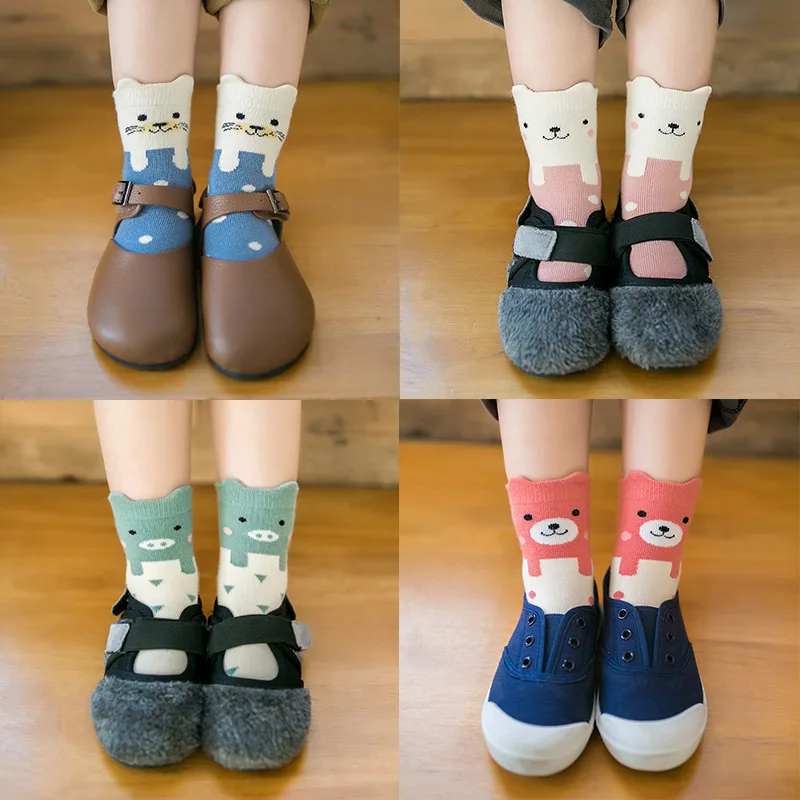 

5 Pair/Lot Baby Kids Girls&Boys Kawaii Socks Cute Cartoon Animal Cat Soft Warm Comfortable Ankle Socks Set Gifts For Children