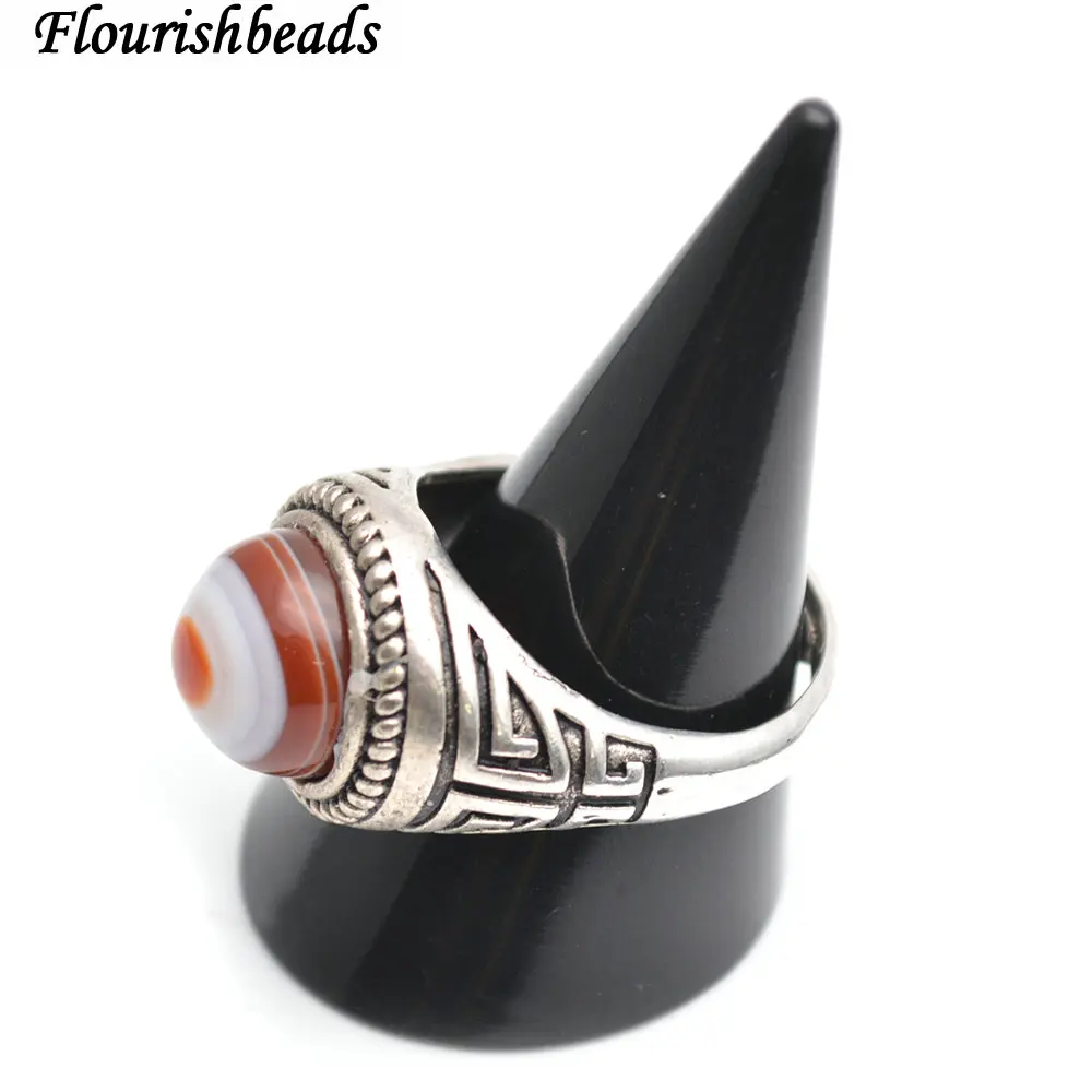 Натуральный полосчатый Агат Бусины дзи глаза вены камень кольца мужские