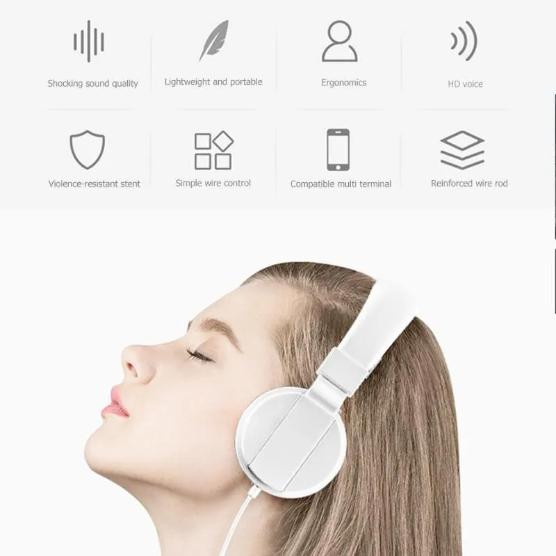 Foldable Universal Earphone Headphones Overear Stereo Sports Headphones with Mic Calls for Phone PC Laptop