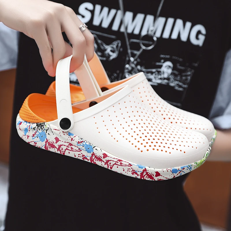 Белые сандалии WEH для мужчин и женщин трендовые босоножки с граффити