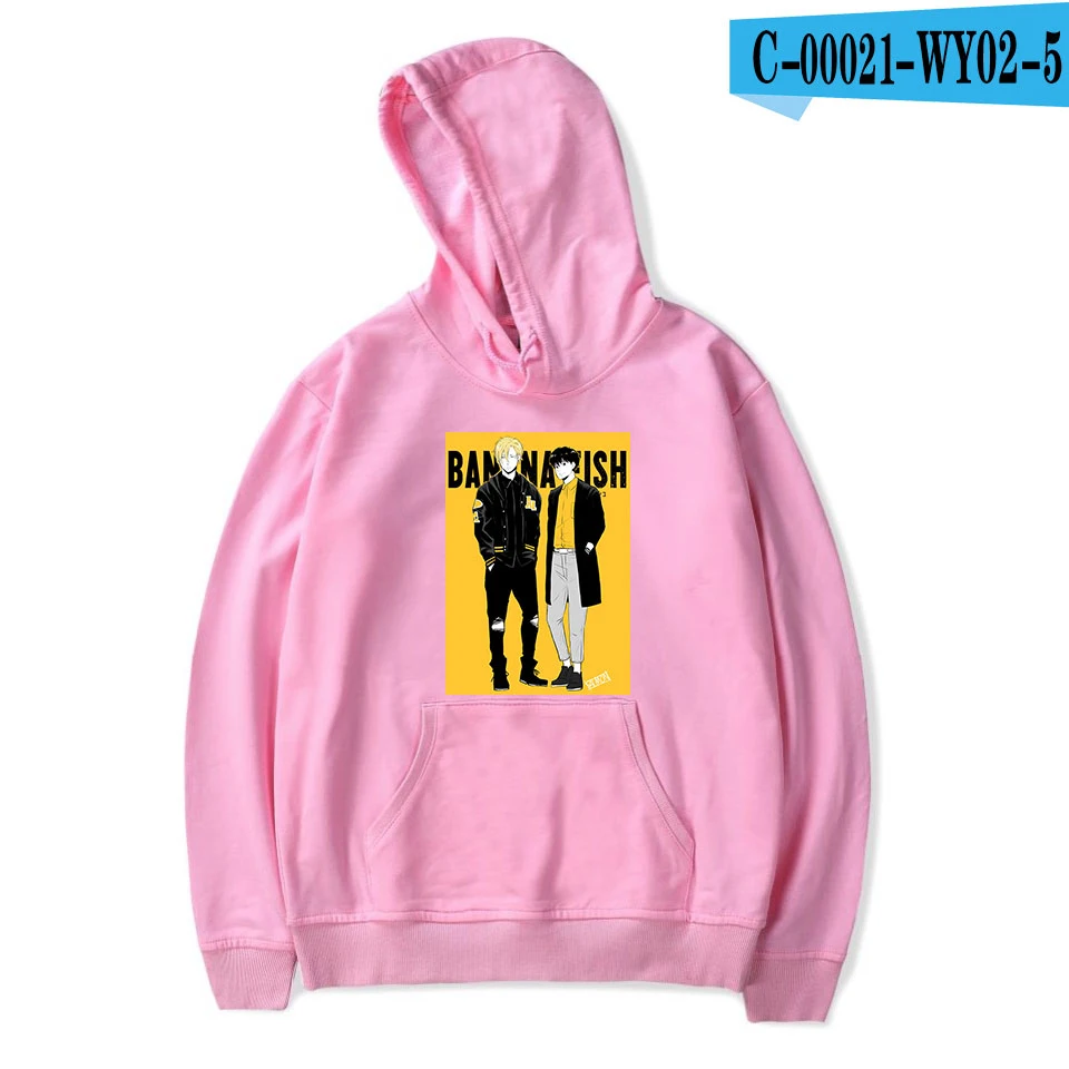 pink Банановые толстовки с принтом рыбы, мужские модные толстовки с принтом аниме, мужские толстовки с буквенным принтом, новая уличная одежда, популярные пуловеры в стиле хип-хоп, унисекс - Цвет: pink
