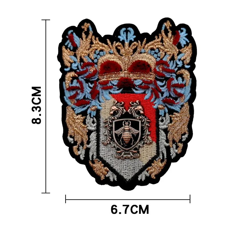 GUGUTREE вышитая металлическая нашивка beetle Crown Tiger lion нашивки с изображением волка аппликация Одежда Куртка значок нашивки для одежды YC-38 - Цвет: 10