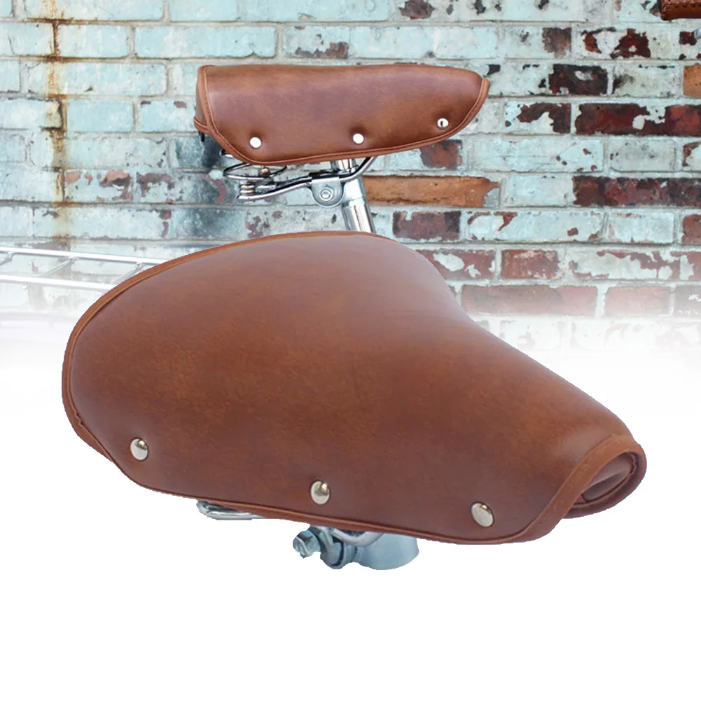 

Brown Non-Slip Smooth Soft Professional Bicycle Saddle Spring Wear Resistant Seat Cushion PU Leather Accessories Fixed Vintage