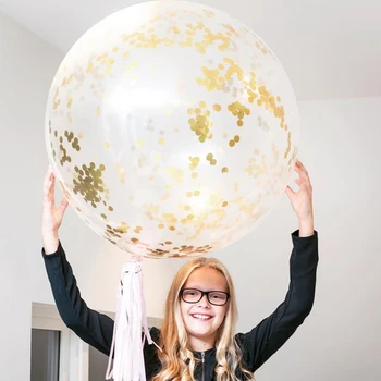 

36inch 18inch gold confetti balloon green sequin clear latex ballon for boy or girl birthday party decoration wedding Supplies