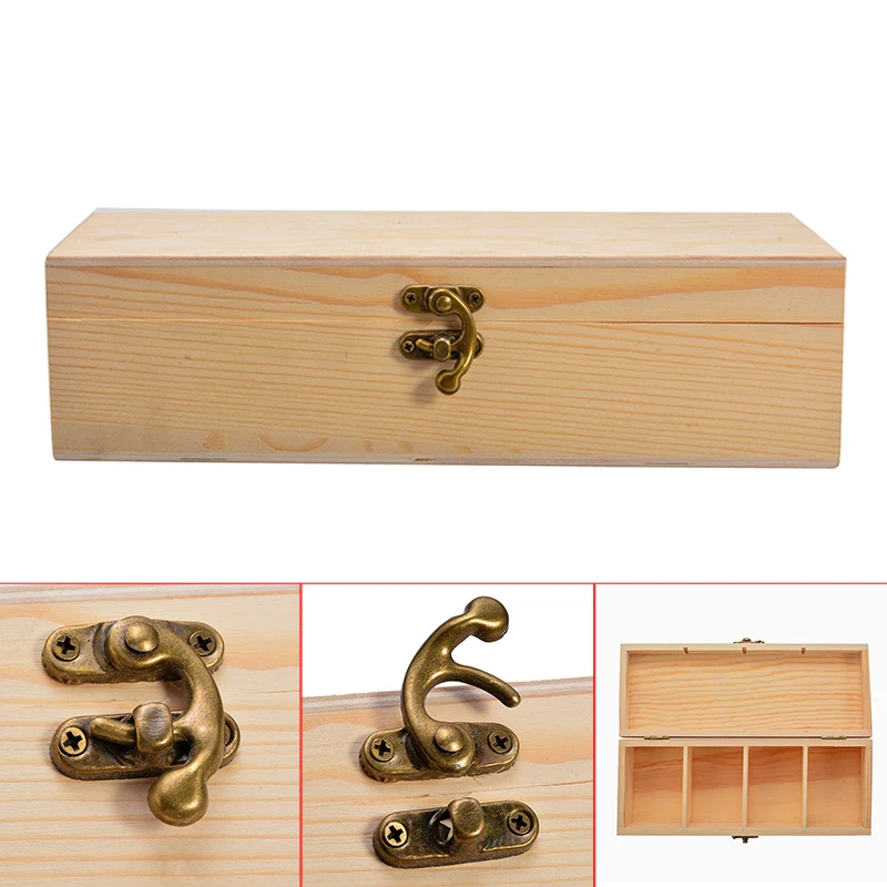 4 Compartment Wooden Storage Box Tea Jewelry Watch Container Case with Lock Handmade Craft Organizer For Home Decor | Дом и сад