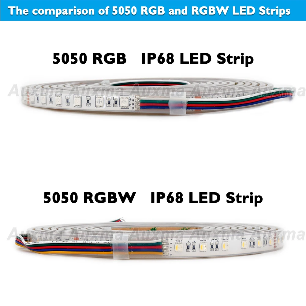  5050 LED Strip RGB/RGBW 4in1 60LEDs/m IP68 300LEDs/Reel5meter/Reel DC12V/24V Silicone Outdoor Water - 4000171309131