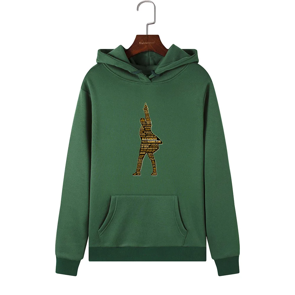 SINGRAIN Sweatshirts Women Long Sleeve Streetwear ALEXANDER HAMILTON Print Winter Hoodie Warm Loose Polerones Woman Hoodies - Цвет: green