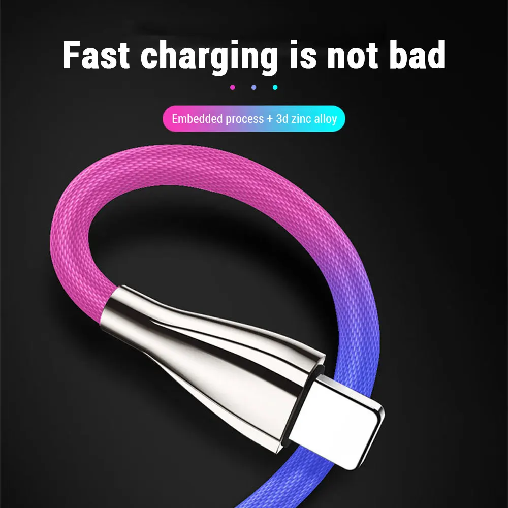 Радужный цветной usb-кабель type C для iPhone XR XS Max X 8 Plus Micro USB кабель для samsung Xiaomi Redmi Note 7 кабель для мобильного телефона