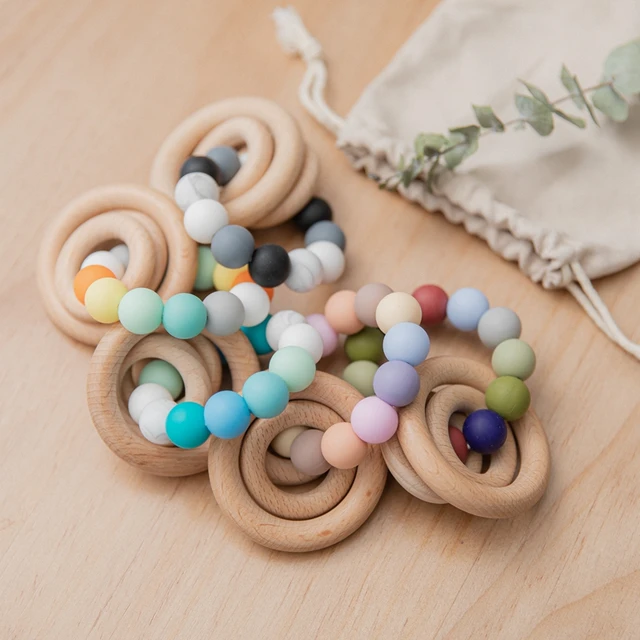 Baby Teether Bracelet Food Grade Silicone Beads Chews Toys Colorful Teething Ring Toy Montessori DIY Nursing Baby Bracelet Gift 1