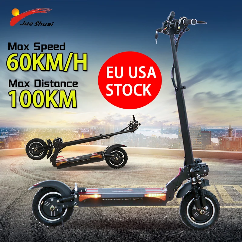 

Adult Electric Folding Scooter with Seat Two-Wheel E Scooter 48V2000w Dual Motor 100KM Max Distance Waterproof 10" Off-Road Tire