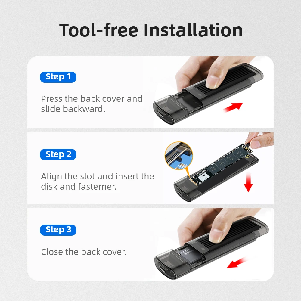 Чехол KingSpec M.2 SSD корпус NVMe для жесткого диска к USB Type c внешний NVME PCIe M key ssd m.2