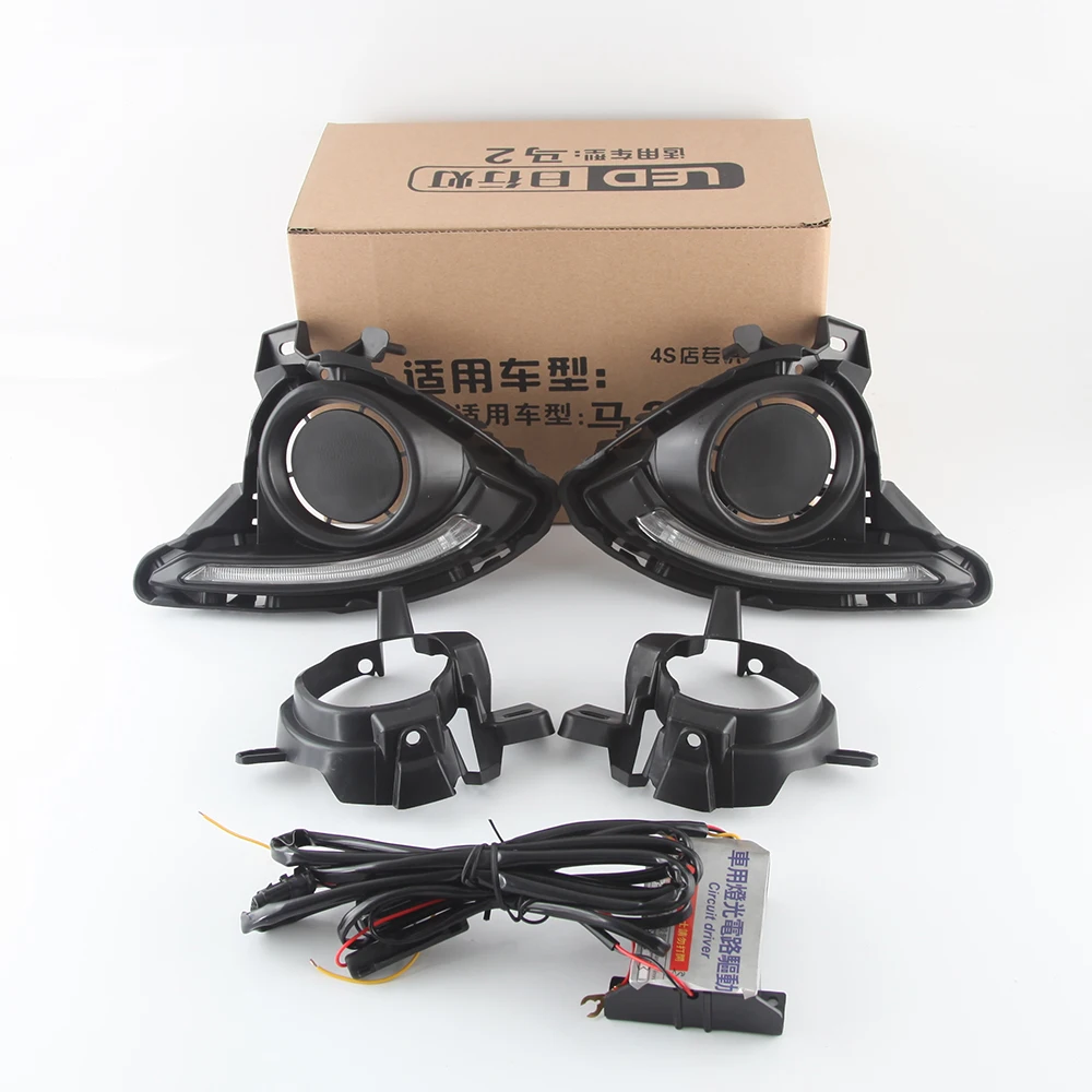 

Car Flashing 2Pcs LED DRL Daytime Running Light for 2015-2017Mazda 2 Driving Lights with Mobile steering day light Led light