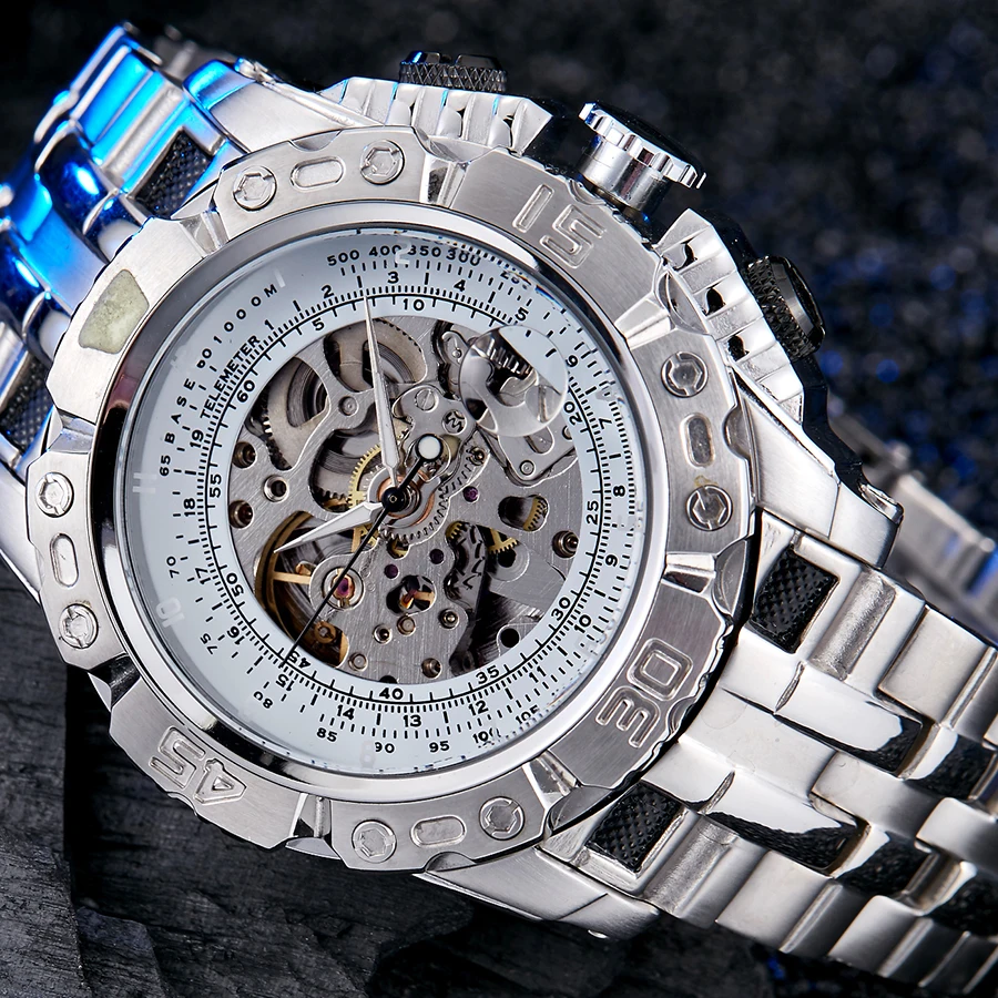 Men Mechanical Watch Top Brand Luxury Men's Silver Gold Watches Creative Automatic Self Wind Male Wristwatch Relogio Masculine