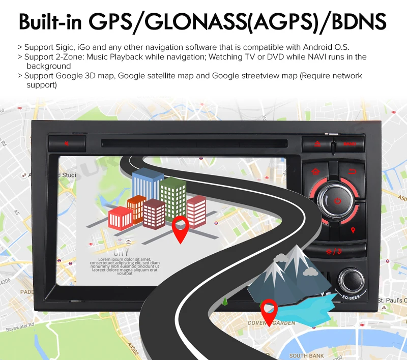 Discount A-Sure 7 Inch 2 Din 8 Core Android 9.0 Radio GPS DVD Player Navigation For Audi A4 (2002-2007) S4 RS4 8E 8F B9 B7 SEAT EXEO RNS 24