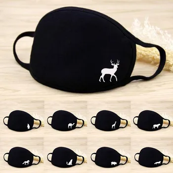 

Men Women Free Size Animal Print Face Mask Outdoor Dustproof Breathable Washable Mask Black Reusable Mask Masque De Protection