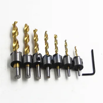 

Counter Sink Bits Wood Countersink Power Tool Bit Set Reaming Screw Drill Hole Opener Woodworking Small Opening Tool Gold Color