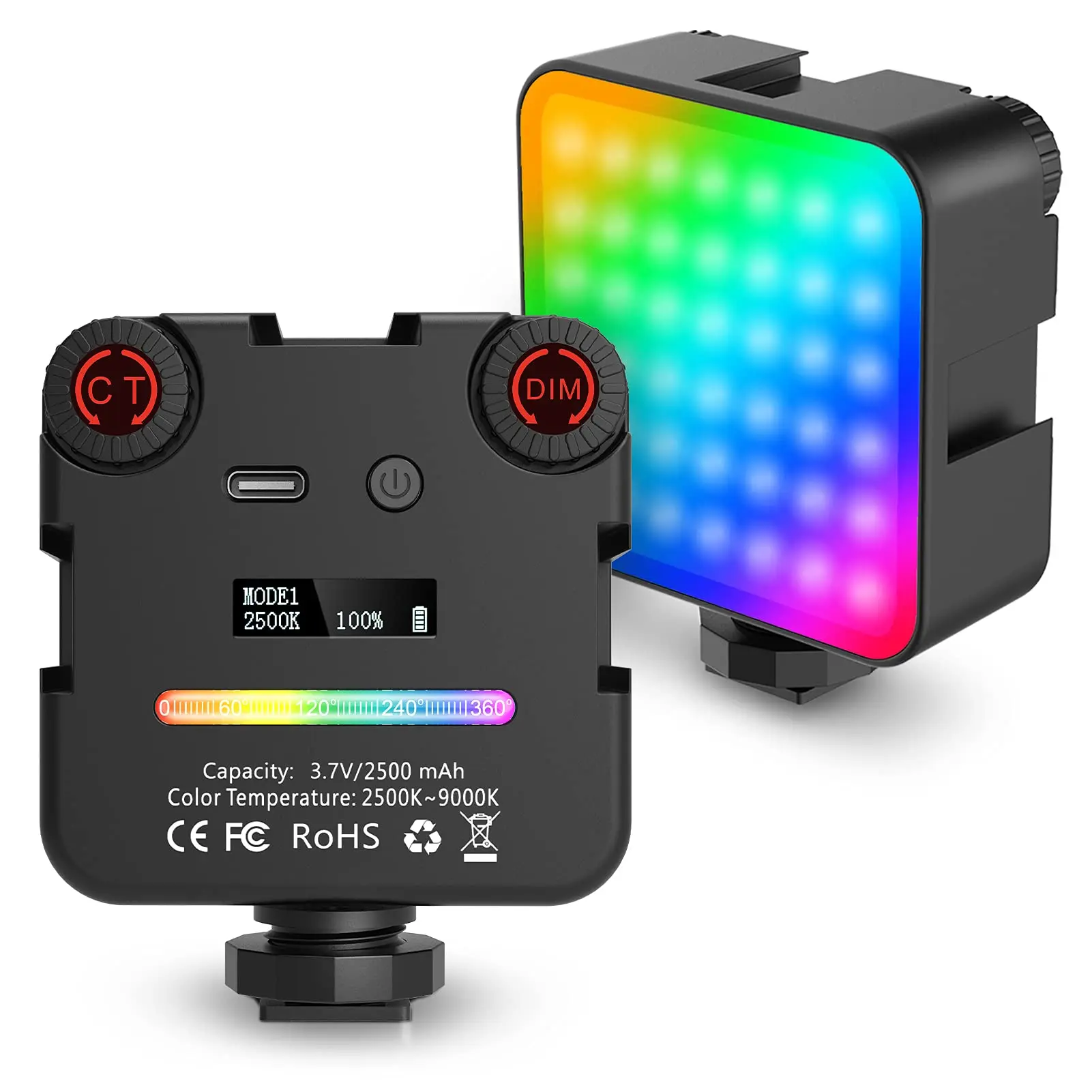 64RGB мини светильник лампа для камеры 2500 мА/ч перезаряжасветодиодный Светодиодная