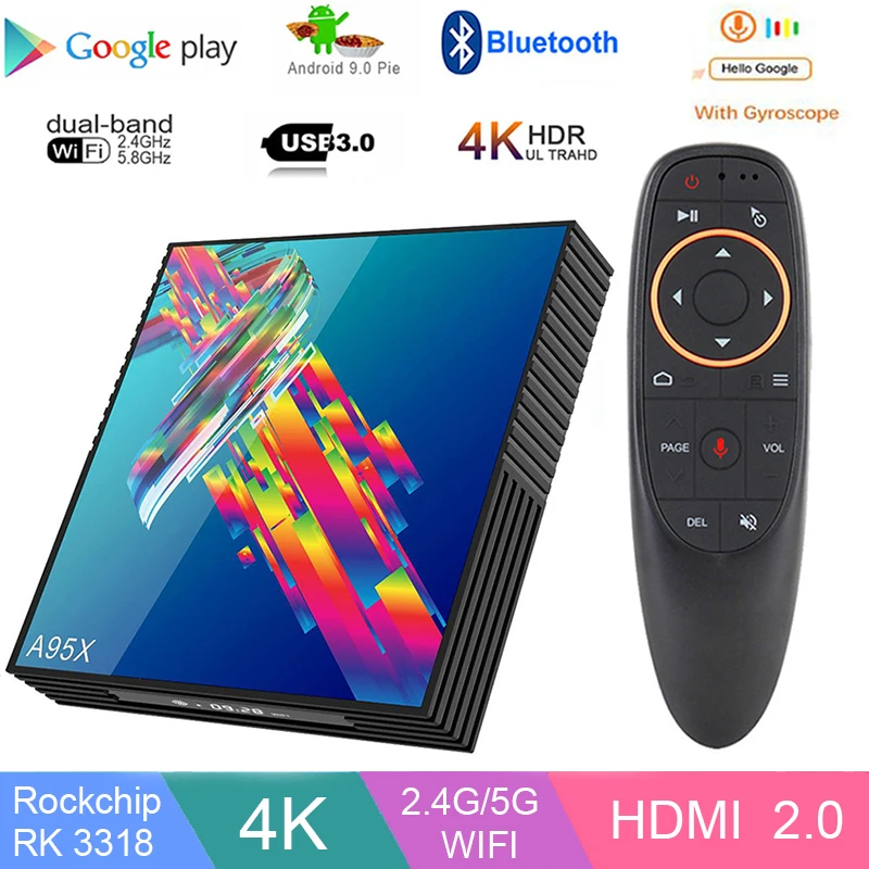 Smart tv box Android 9,0 A95X R3 Rockchip RK3318 2,4G/5G Wifi BT4.2 4 ГБ 32 ГБ/64 Гб Google Play IP tv box android tv box PK H96max