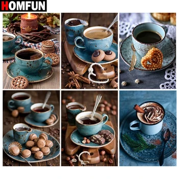 

HOMFUN 5D Diamond Pattern Rhinestone Needlework Diy Diamond Painting Cross Stitch "Coffee snack cup" Diamond Embroidery