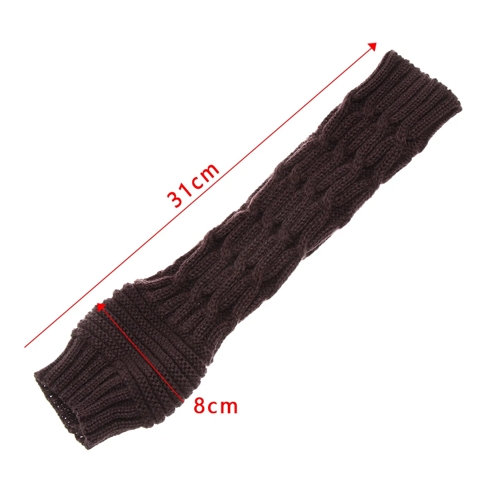 1 пара, Новое поступление, толстые теплые длинные вязаные перчатки для женщин и девочек, яркие цвета, митенки без пальцев, мягкие эластичные зимние гетры