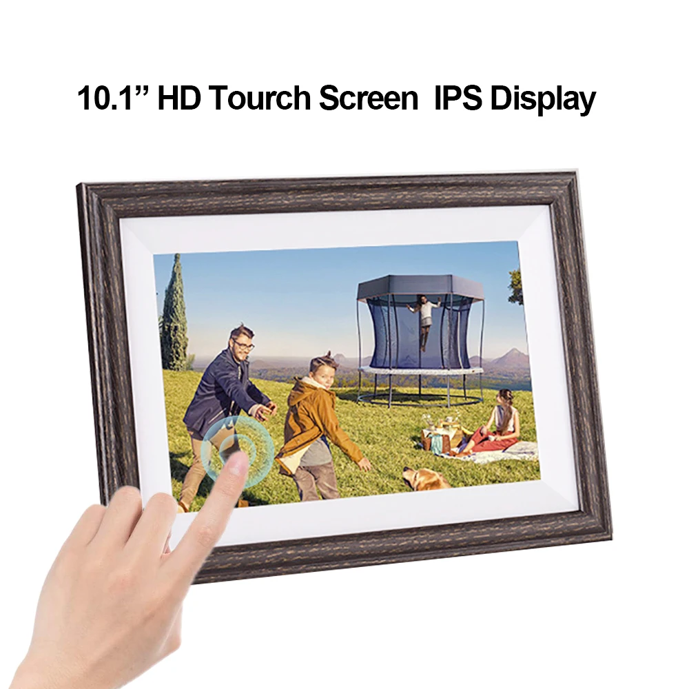 WiFi Digital Photo Frame 10 inch Touch Screen HD Display Wooden Picture Frame Wedding Gifts Brithday Gift Share Photo via Frameo