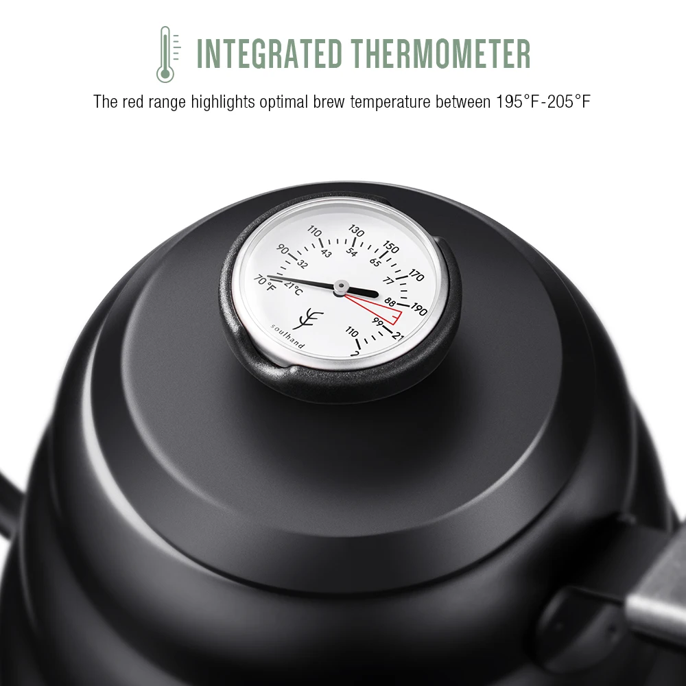 Кофе чайник 1.2L 1L Нержавеющая сталь залить капельного с термометр Изолированная