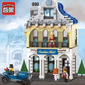 

630Pcs Enlighten Compatible Lepining CITY Sunshine Hotel Deluxe Villa Suite Holiday Inn Building Blocks Assemble Model Toys