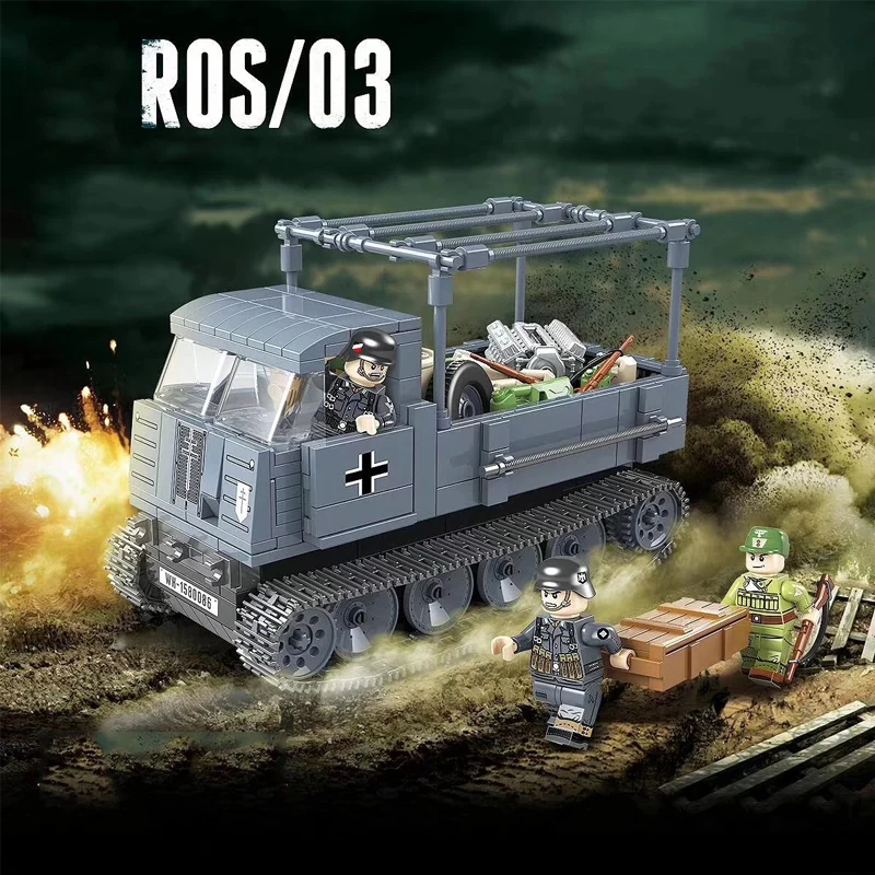 WW2 военный немецкий Sdkfz 7 Halftrack транспортный автомобиль ROS/03 строительные блоки военные фигурки детали оружия наборы модельные блоки