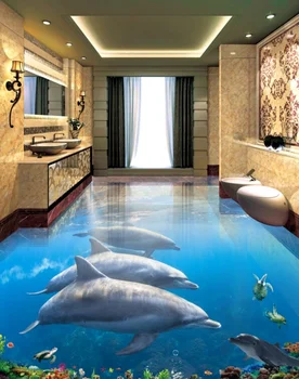 

[Self-Adhesive] 3D Dolphin 2315 Floor Wallpaper Mural Wall Print Decal Wall Murals