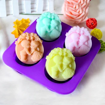 

DIY 4 Hole Angels Pray Food-grade Silicone Soap Mold Cake Fondant Model Creative Home 3D Soap Molds DIY Crafts Supply