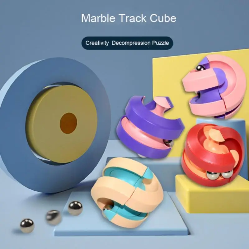 Rotating Marble Track Magical Bead Metal Fingertip Decompression Infinity Cube Spinner Relieve Stress Pinball Puzzle Deform Toys