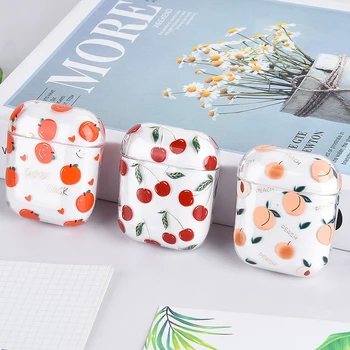 

Hard PC Cover Transparent Fruit Pattern Earphone Storage Box For Apple Airpods 2 1 Earphone Protective Case For AirPods Case