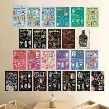 

Tin Signs Plaque Metal Vintage Cocktail Metal Sign Wall Decor For Man Cave Bar Pub Club Iron Painting Decorative Plate