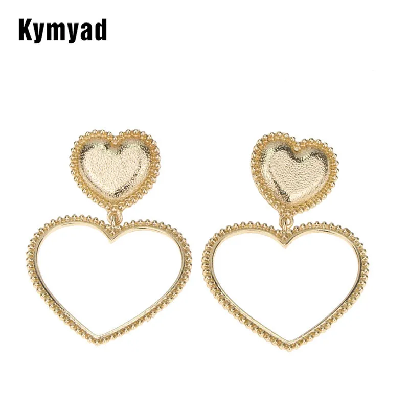 Женские серьги подвески Kymyad золотистые и Серебристые в форме сердца