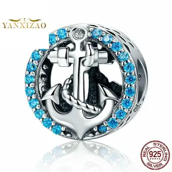

Marine journey Diy 925 sterling silver original natural stone beads for jewelry making Fit charm pandora bracelet