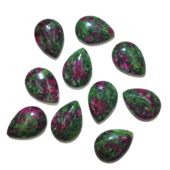 

10Pcs Green Pot Stone Cabochons Beads No Hole Natural Gem Stones Water Drop Shape Loose Beads for Jewelry Making DIY Supplies
