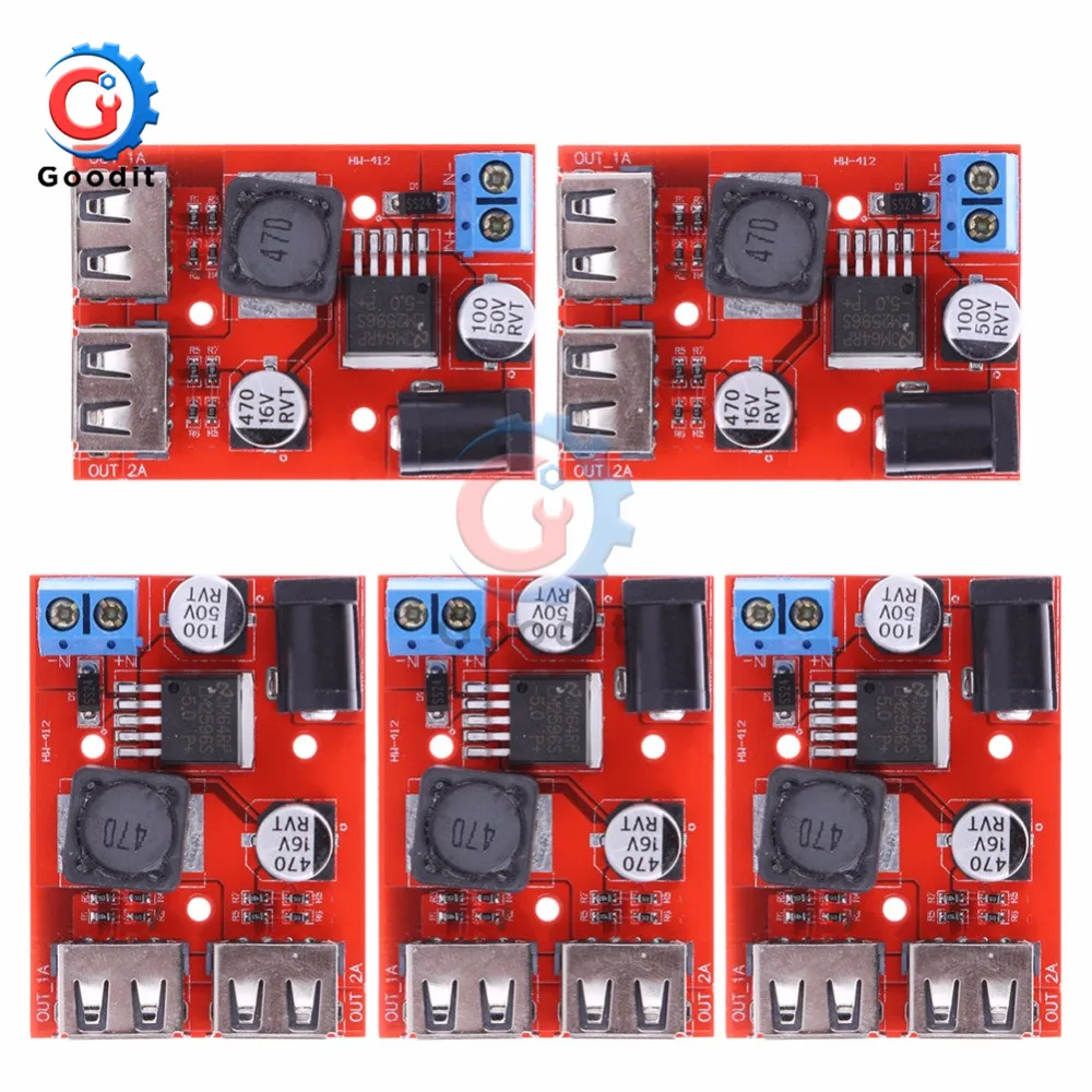 LM2596S двойной USB порт 9 В/12 В/24 В/36 В до 5 В DC-DC понижающее автомобильное зарядное устройство солнечный 3 А модуль питания 9-36 в до 5 В