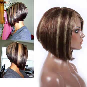

T4 25 Ombre Colored Lace Front Human Hair Wigs Straight Short Bob 13x4 Lace Front Wig 150 180 Density Pre Plucked Brazilian Remy