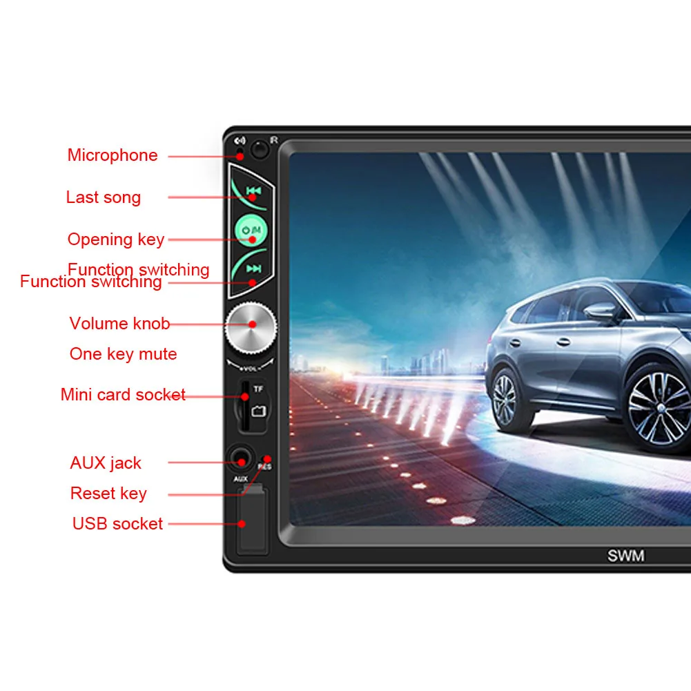 Двойной 2 Din аудио Универсальный Aux с задней камерой Bluetooth Зеркало Ссылка FM радио 12 В сенсорный контроль автомобиля MP5 плеер 7 дюймов экран