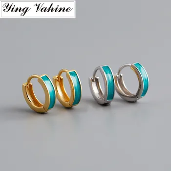 

ying Vahine 100% 925 Sterling Silver Small Green Circle Stud Earrings for Women