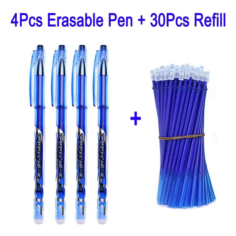 4 blue pen 30ink 0,5 мм 30+ 4 шт/набор гелевая ручка стержень со стираемыми чернилами стержень Волшебная стираемая ручка заправка стираемые чернила канцелярские принадлежности для офиса и школы инструмент для письма подарок - Цвет: 4 blue pen 30ink