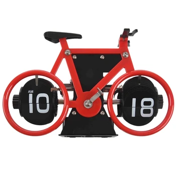 

Bicycle Flip Clock Retro Flip Clock Family Living Room Clock Commemorative Gift with Box Red