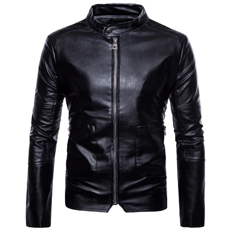 

Men's Leather Spring Coat Black Casual Leather Jacket Leather Jacket Men