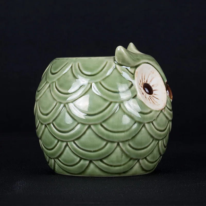 600 мл, керамическая чашка Tiki, сова, бокал для вина, индивидуальная кружка Tiki, рыбная чешуя, коктейльное стекло, гавайский тотем, Tiki, чашка, бар, семейные напитки