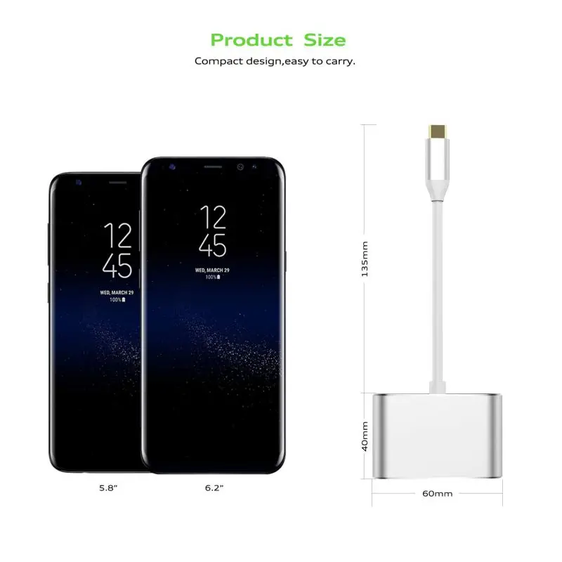 Алюминиевый сплав USB3.1 два в одном совместимый type-c к HDMI VGA адаптер высокой четкости соединительный кабель EP чип