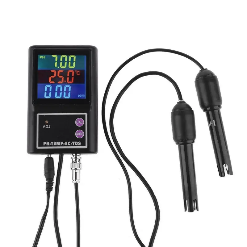 

4-in-1 Water Quality Analyzer Online Monitor pH Temperature EC TDS Meter Tester for Aquariums, Ponds, Agriculture PH-260