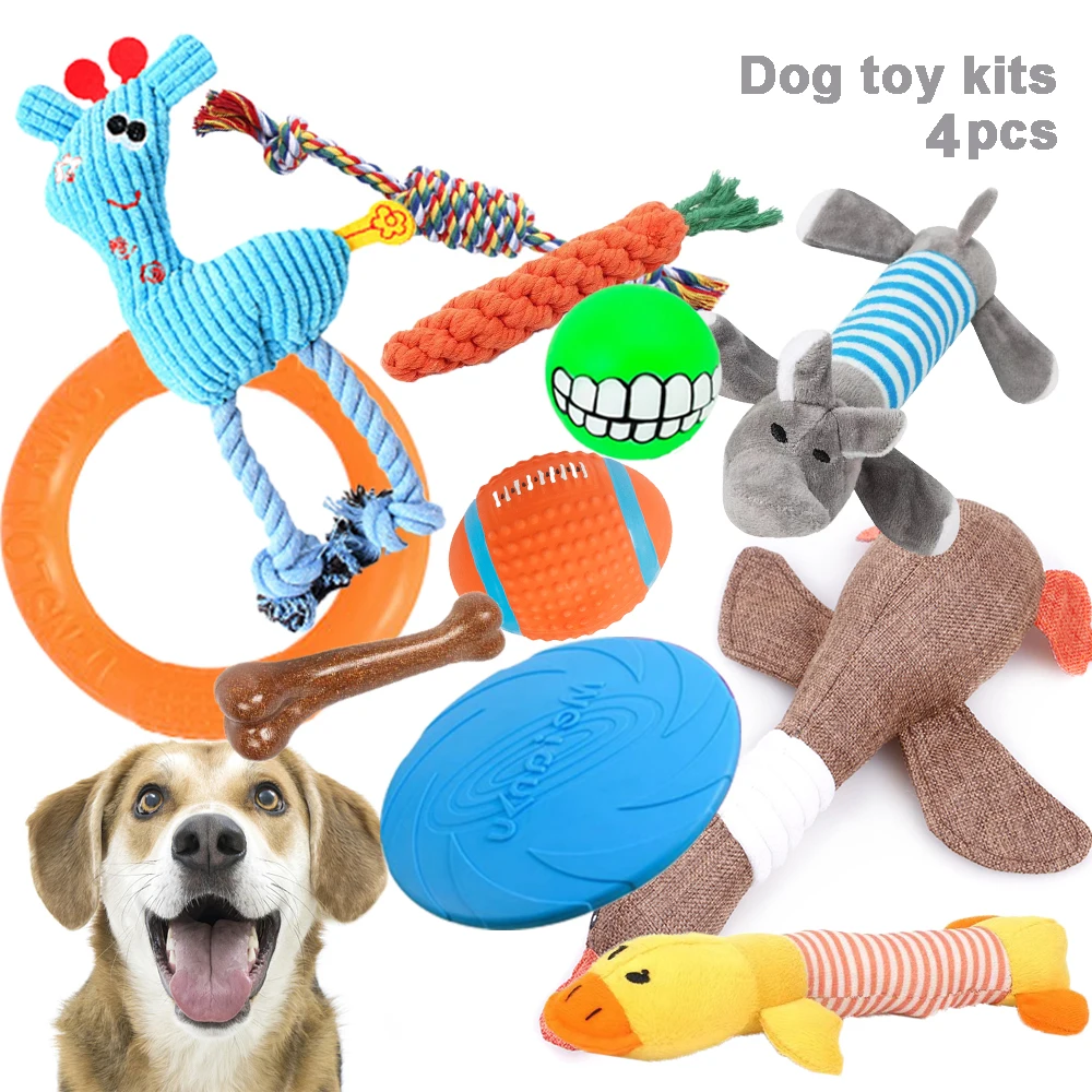 Juguetes Para perros pequeños y grandes, 4 Uds., discos voladores, mordedores con sonido, suaves