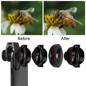 

4 In 1 Camera Lens Set Mobile Phone Outdoor Clip On Wide Angle Accessories Photography HD External Telescope Macro Telephoto