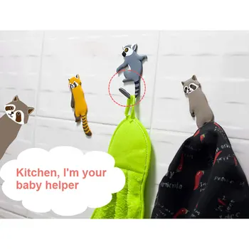 

Cute Animal Panda Cat Hook Easy Stick Non-marking Bendable Hook Non-marking Adhesive Refrigerator Magnet Multi-Purpose Hooks