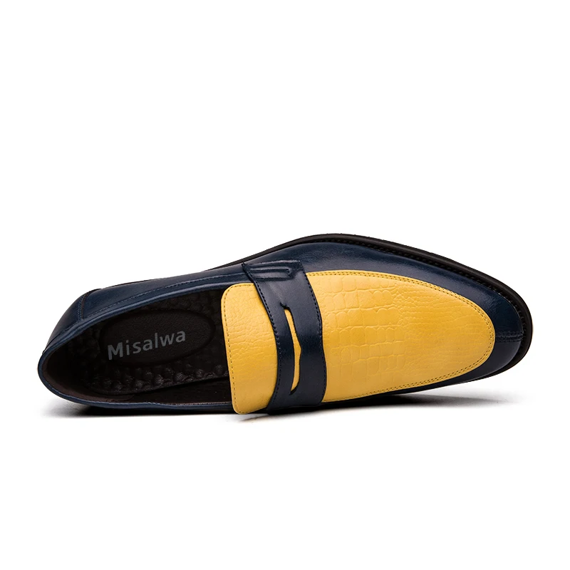 Misalwa/Новинка; Мужские модельные туфли в Оксфордском стиле; цвет желтый, красный; итальянские свадебные туфли; мужские кожаные лоферы в британском стиле; размеры 38-48; ; Прямая поставка